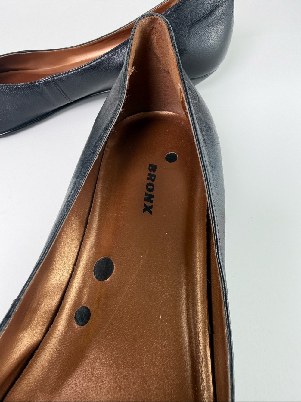 Bronx Pointed Toe Leather Ballet Flats Shoes US 9 9.5 = EU 40 Black Office Siren - Picture 5 of 9
